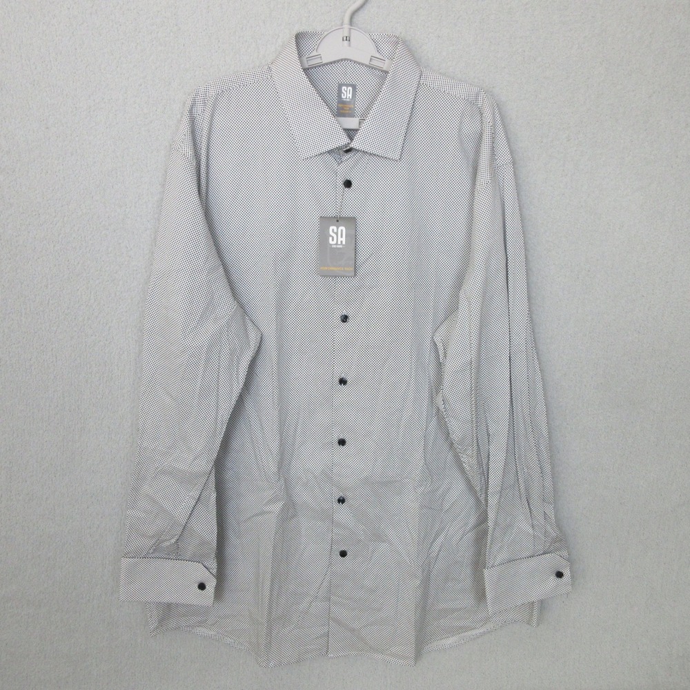 Stacy Adams Performance Tech Dress Shirt Dot Print Long Sleeve Men's 18-36/37